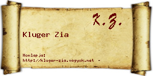 Kluger Zia névjegykártya